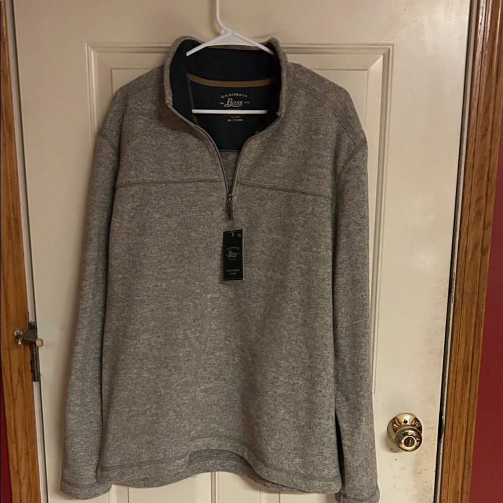 NWT Bass Men's Heathered Gray Zip-Up Sweater